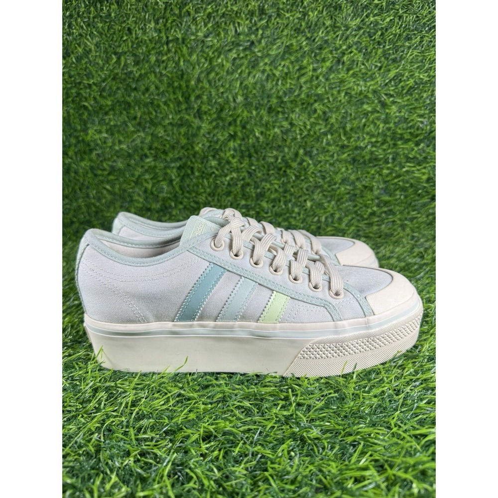 Adidas Nizza Platform Parley Cream White Green GX4605 Women's Size 8.5 Worn 1x